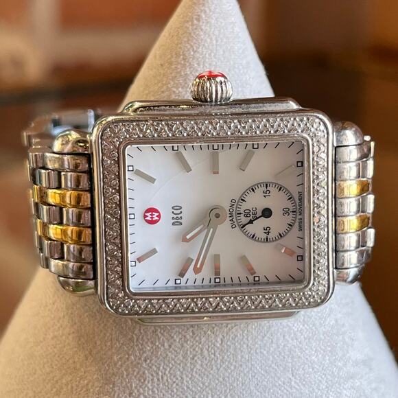 MICHELE Deco Silver/Gold Square Face Stainless Steel Watch main image 5
